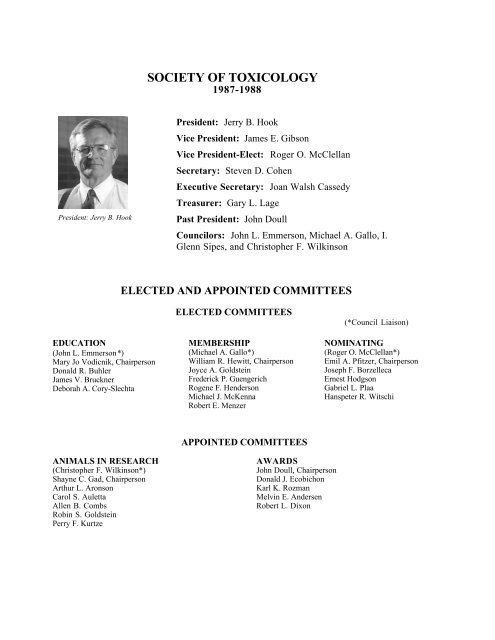 SOCIETY O. TOXICOLOGY HISTORY - Society of Toxicology