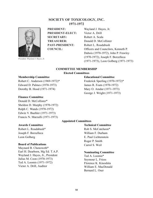 SOCIETY O. TOXICOLOGY HISTORY - Society of Toxicology