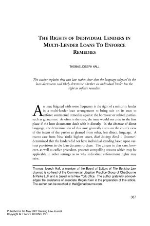 The Rights of Individual Lenders in Multi-Lender - Chadbourne ...