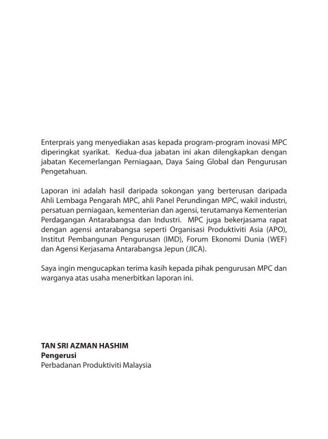 prestasi produktiviti malaysia - MPC