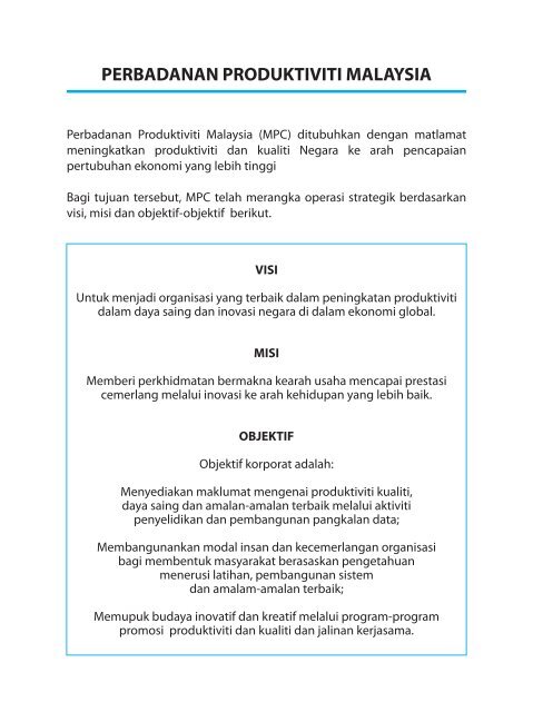 prestasi produktiviti malaysia - MPC