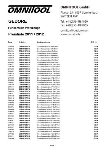 Gedore Funkenfreie Werkzeuge Pl. 2011_12