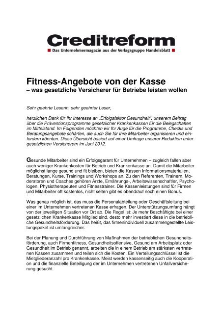 Fitness Angebote Von Der Kasse Was Gesetzliche Creditreform