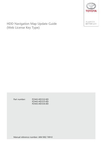 HDD Navigation Map Update Guide (Web License ... - Toyota-tech.eu