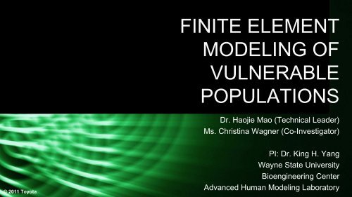 Finite Element Modeling of Vulnerable Populations - Toyota