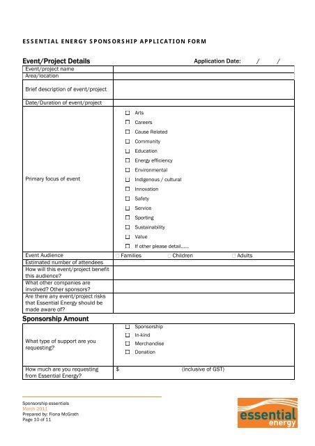 Sponsorship Essentials - Essential Energy
