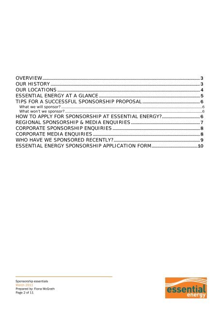 Sponsorship Essentials - Essential Energy