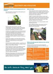 Viticulture Electrical Safety Fact Sheet - Essential Energy