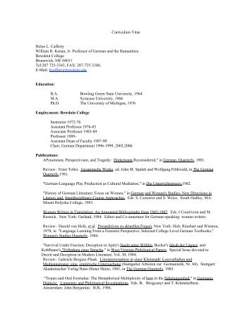 Curriculum Vitae Helen L. Cafferty William R ... - Bowdoin College