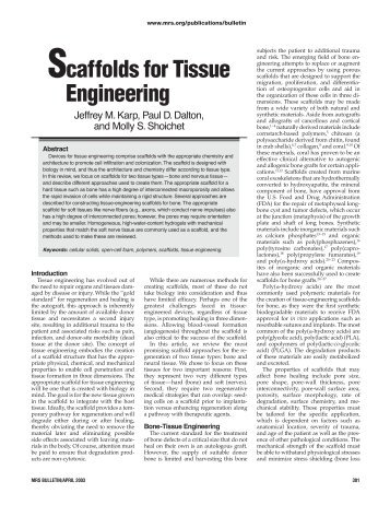 Scaffolds for Tissue Engineering - The Karp Lab