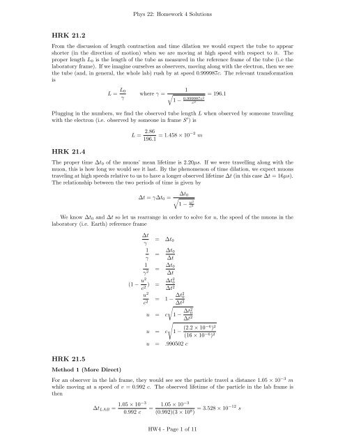 Homework 4 Solutions - Physics Department, UCSB