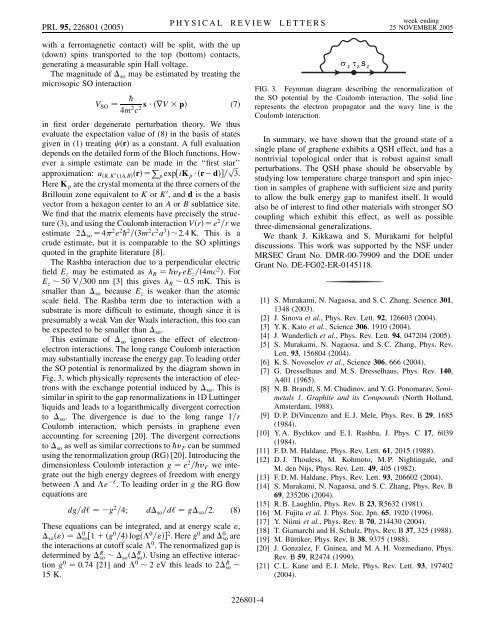 Quantum Spin Hall Effect in Graphene - APS Link Manager ...