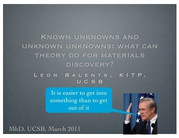 Known unknowns and unknown unknowns - Physics Department ...