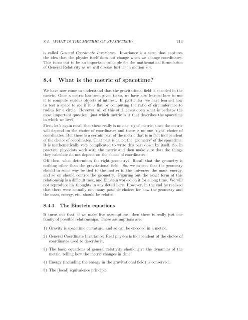 Notes on Relativity and Cosmology - Physics Department, UCSB