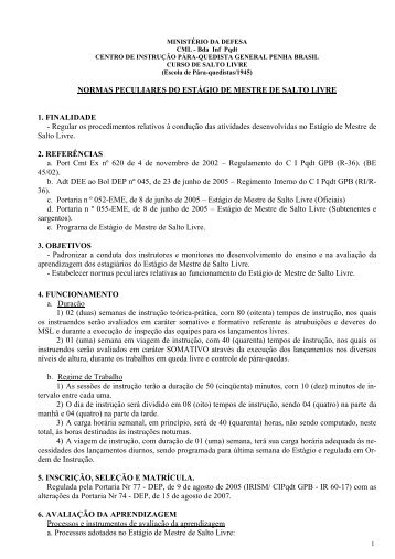 NORMAS PECULIARES DO ESTÁGIO DE MESTRE DE SALTO ...