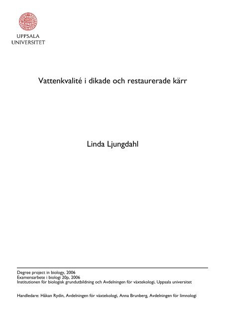 Arbetet - Institutionen fÃ¶r biologisk grundutbildning - Uppsala ...