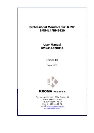 Kroma Telecom, Manual for BM5414 and BM5420