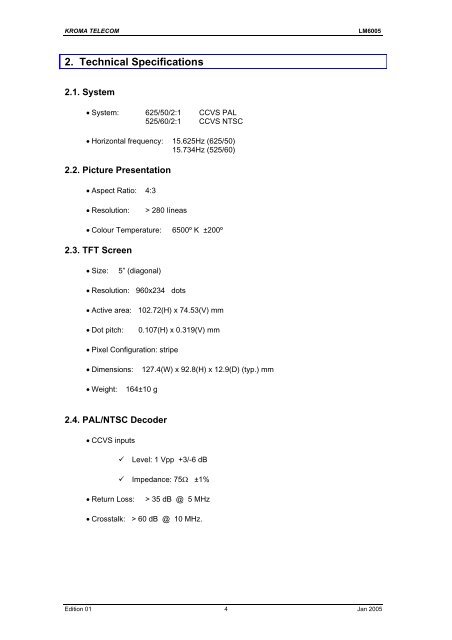 lcd-tft monitor kit lm6005 user manual lm6005d11 - TV Connections