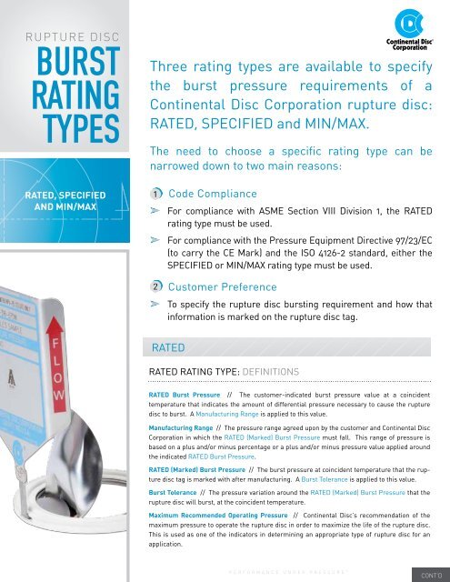 Burst Rating Types Datasheet - Continental Disc Corporation