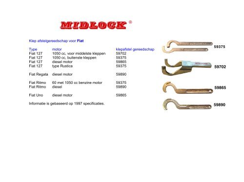 2116-FI Borgset voor Fiat 1,6 16v