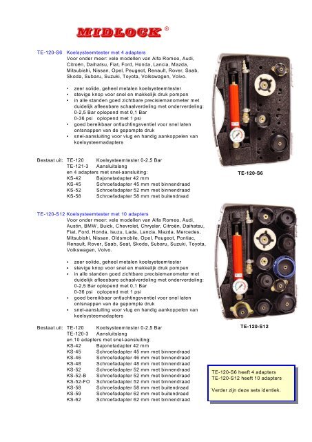 2116-FI Borgset voor Fiat 1,6 16v