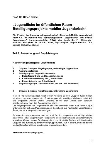 Auswertung Streetwork - Betreten-erlaubt.de