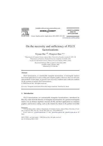 On the necessity and sufficiency of PLUS factorizations