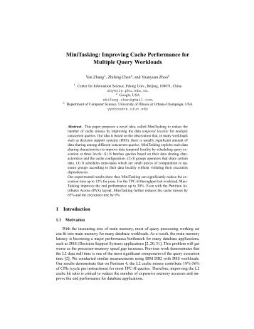 MiniTasking: Improving Cache Performance for Multiple ... - CiteSeerX