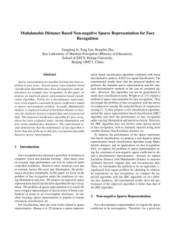 Mahalanobis Distance Based Non-negative Sparse Representation for