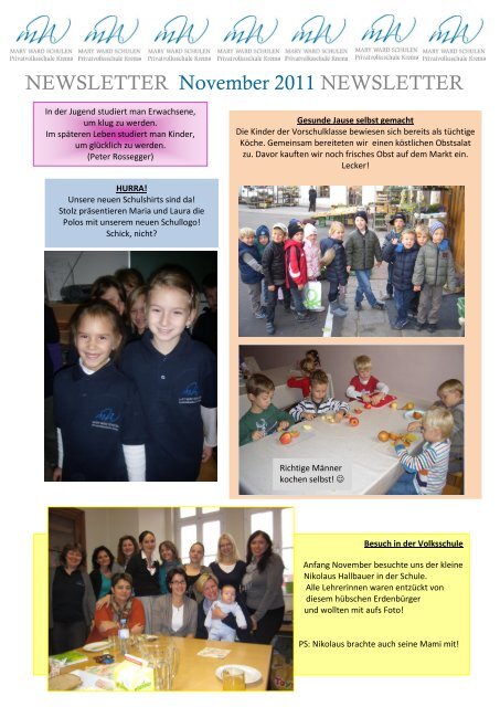 NEWSLETTER November 2011 NEWSLETTER - Mary Ward Schulen