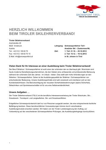 HERZLICH WILLKOMMEN BEIM TIROLER SKILEHRERVERBAND!