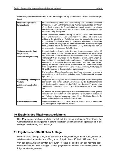 Bericht gemÃ¤ss Art. 47 RPV - Staufen