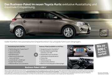 Das Business-Paket im Toyota Auris