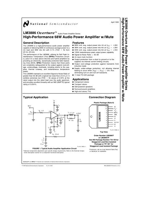 LM3886 High-Performance 68W Audio Power Amplifier w Mute
