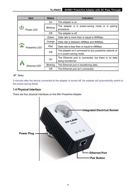 TL-PA551 AV500+ Powerline Adapter with AC Pass Through - TP-Link