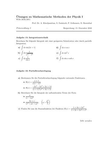 Â¨Ubungen zu Mathematische Methoden der Physik I - Theoretische ...