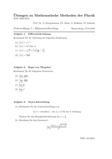 Â¨Ubungen zu Mathematische Methoden der Physik - Theoretische ...