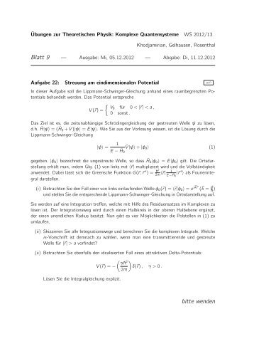 Blatt 9 bitte wenden - Theoretische Physik 1 ...