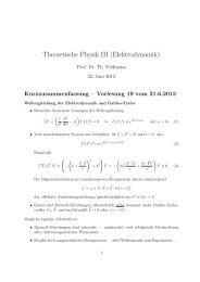 Kurzfassung Vorlesung 19 - Theoretische Physik 1 ...