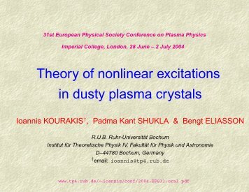 pdf copy of the talk - Theoretische Physik IV