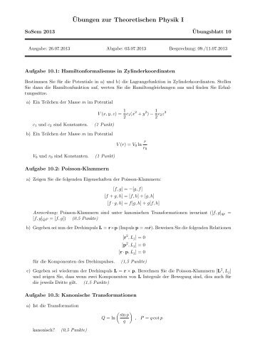 Ãbungsblatt 10 - Theoretische Physik IV