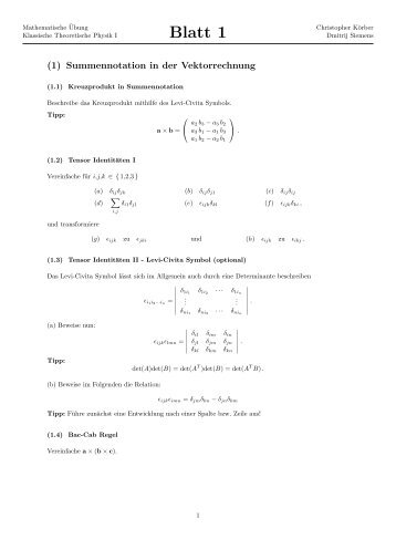 Tutorium 1 - Theoretische Physik IV