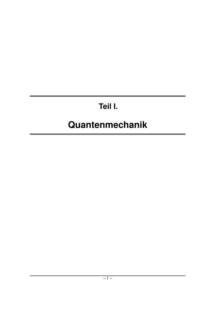 Grundlagen der Quantenmechanik und Statistik - Theoretische ...