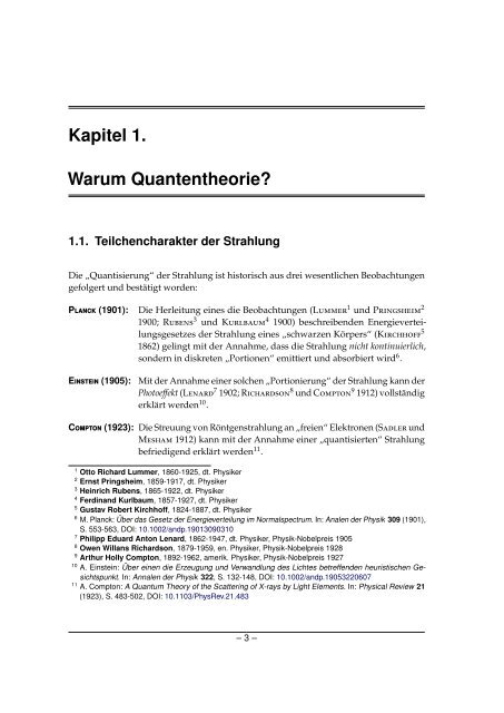 Grundlagen der Quantenmechanik und Statistik - Theoretische ...