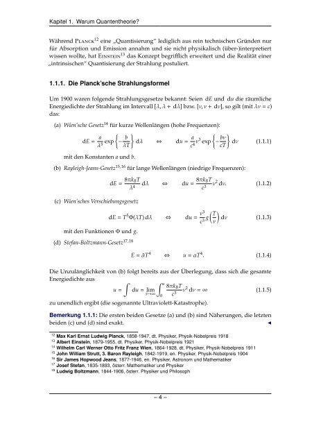 Grundlagen der Quantenmechanik und Statistik - Theoretische ...