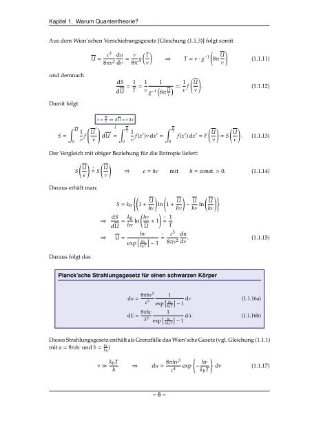 Grundlagen der Quantenmechanik und Statistik - Theoretische ...