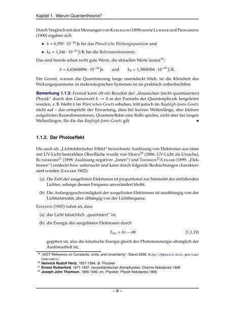 Grundlagen der Quantenmechanik und Statistik - Theoretische ...