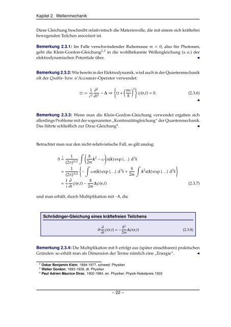 Grundlagen der Quantenmechanik und Statistik - Theoretische ...