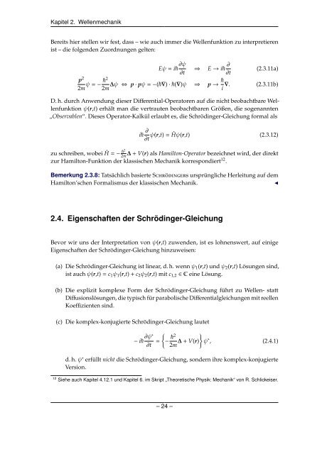 Grundlagen der Quantenmechanik und Statistik - Theoretische ...