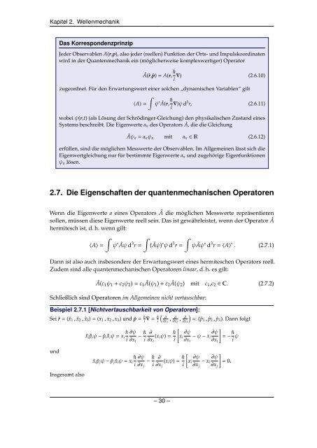 Grundlagen der Quantenmechanik und Statistik - Theoretische ...